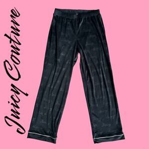 Juicy Couture Y2K Black Velour Flare Leg Pink Stripe Stretchy Sweatpants Small